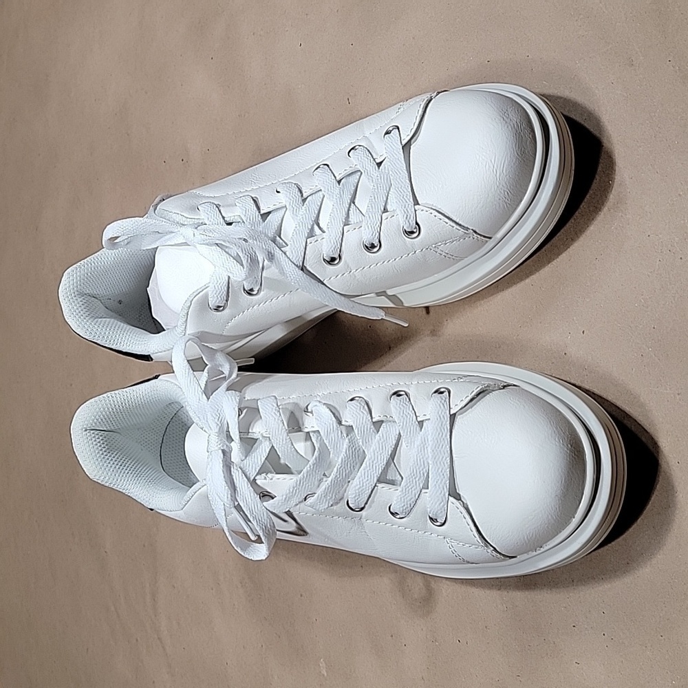 JustFabulous Size 10 White Sneakers Gently Used with Box.